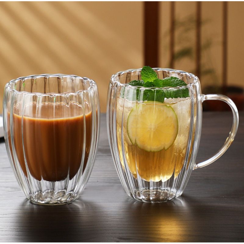 Gelas Kaca Kopi Susu Teh Estetik Double Wall Borosilicate Glass Coffee Aesthetic