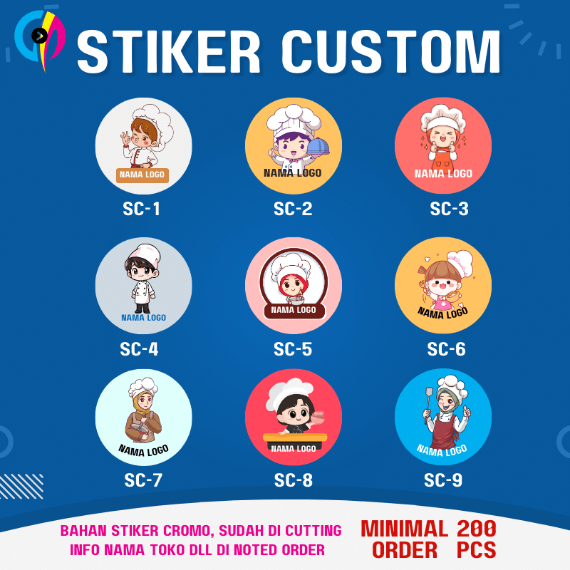 

CETAK STIKER CUSTOM BULAT TEMA CHEF - LABEL BULAT - LABEL MAKANAN [CROMO]