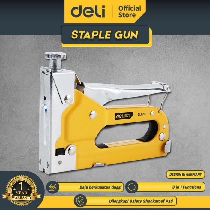 

1212 SALE Deli Staple GunStaples Tembak 3 in 1 Chromium molybdenum Bisa 3 Jenis Staples EDL1313 Alat Perkakas buruan