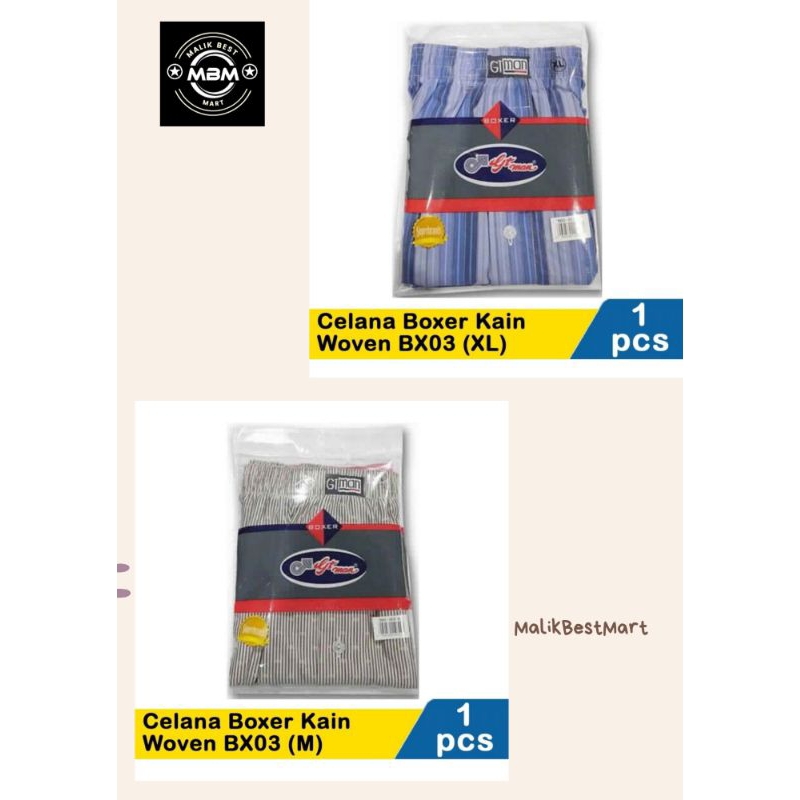 GT Man Celana Boxer Kain Woven BX03 size XL/M