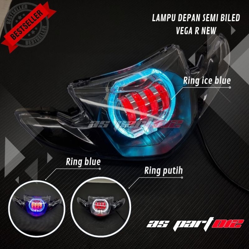 REFLEKTOR LAMPU DEPAN VEGA R NEW  SEMI BILED PROJIE / LAMPU DEPAN VEGA R NEW BILED ALA-ALA