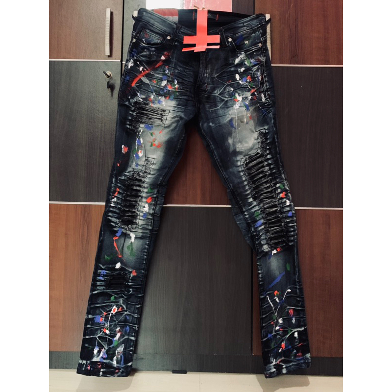 Denim It Up (HAM Jeansku) H1 biker patch - Space grey - Celana Jeans