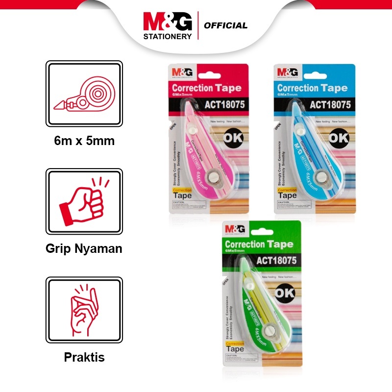 

M&G Correction Tape Pita Koreksi Tip-ex Kertas ACT Panjang 6M Lebar 5mm