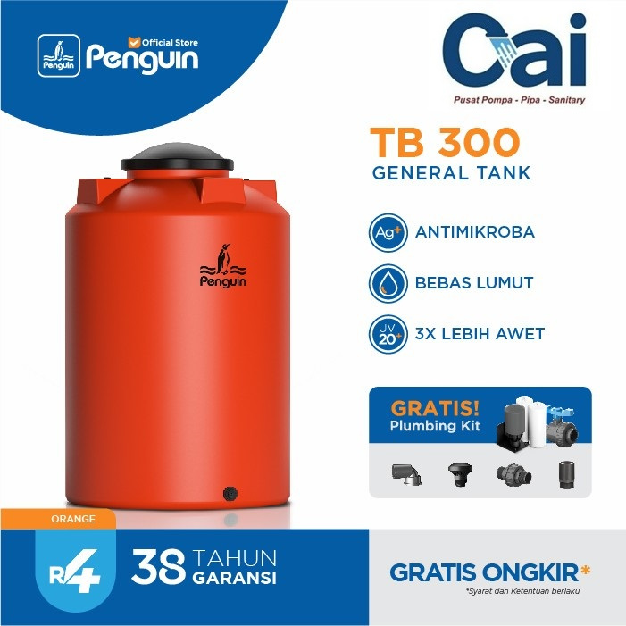 Toren Tangki Air - PENGUIN - TB32 - 300 Liter - Orange