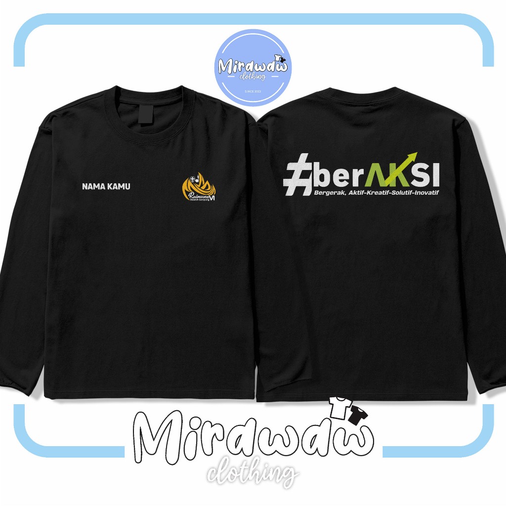 Kaos Raimuna VI Daerah Lampung Beraksi Bergerak,Aktif,kreatif,solutif,inovatif Gratis Nama Lengan Pa