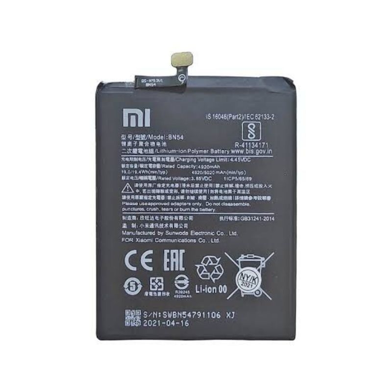 BATERAI XIAOMI REDMI NOTE 9 BN54 ORI