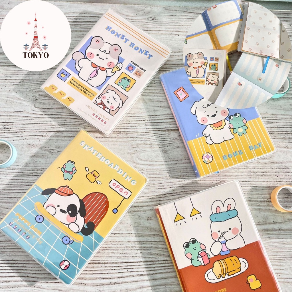 

Buku Diary A6 Puppy Dom Rabbit Hard Cover Bergambar Setiap Halaman Notebook Stationery