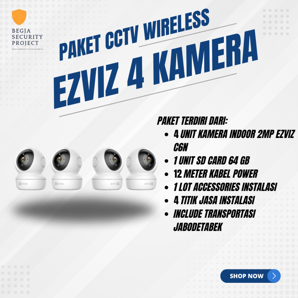 PAKET CCTV Wireless Ezviz Indoor 4 Kamera C6N