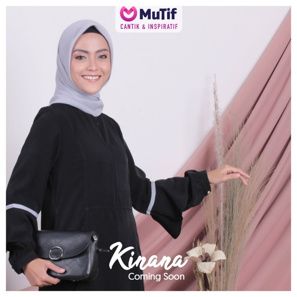 GAMIS Mutif Kinana After Dark - Grey / Baju Mutif / Dress Muslim - shafeeaofficial