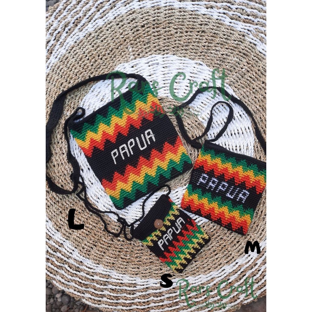 Tas Papua , tas rajut , noken Papua, Tas selempang, Tas selempang papua, Tas untuk oleh oleh, Tas un