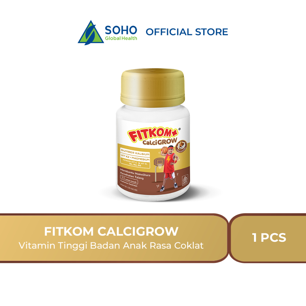 Fitkom CalciGROW Tablet Hisap Vitamin Tinggi Badan Anak Rasa Coklat