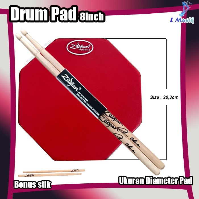 PAD DRUM 8IN LATIHAN STICKING DRUM PAD