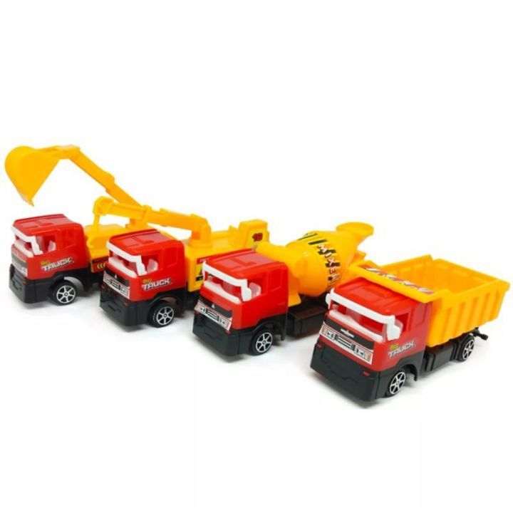 Mt 06 Mainan Mobil Kontruksi Isi 4Pcs Ukuran Sedang / Mainan Mobil Dump Truck , Molen , Garuk , Crane