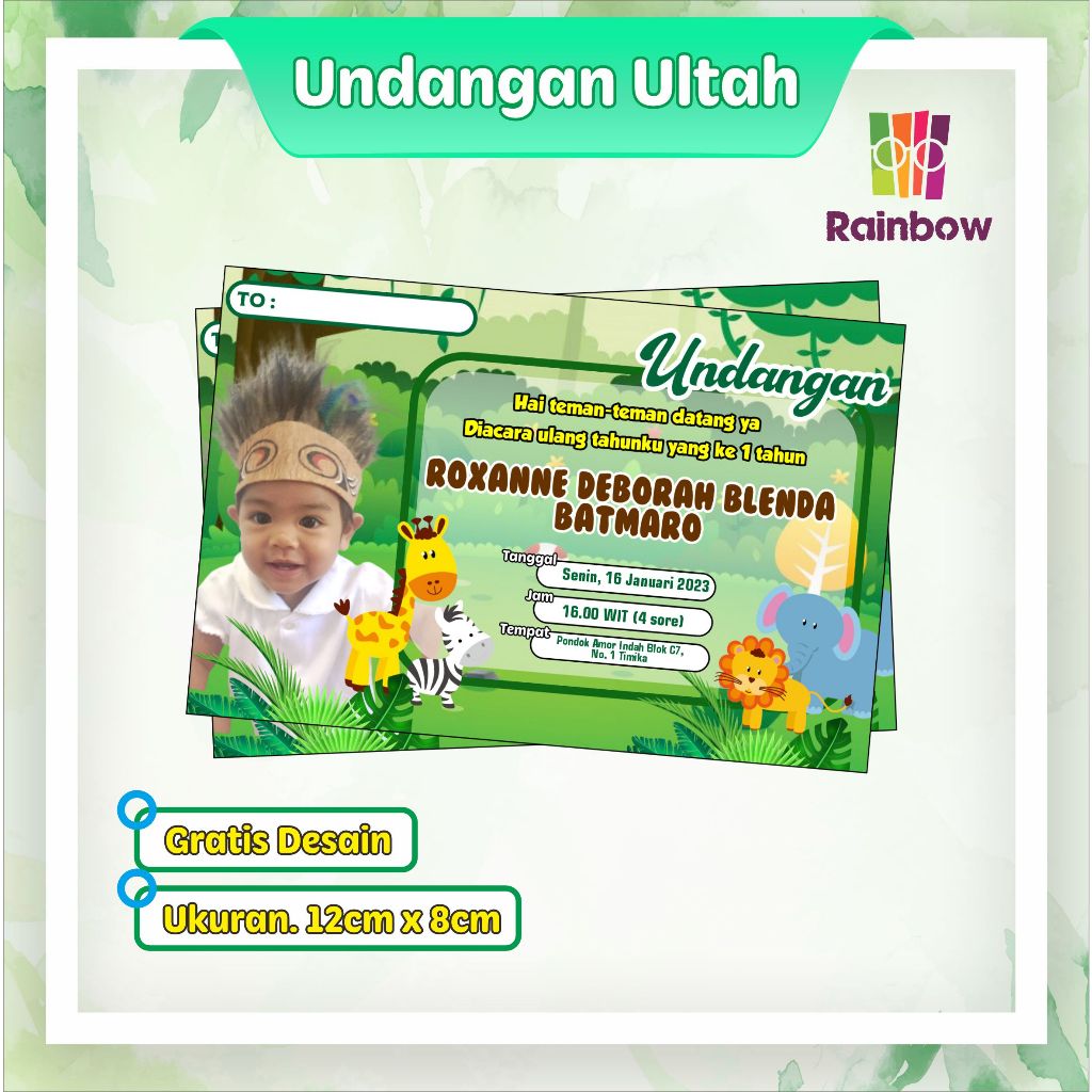 UNDANGAN ULTAH ANAK / UNDANGAN ULTAH / UNDANGAN ULTAH MURAH / KARTU UCAPAN ULTAH