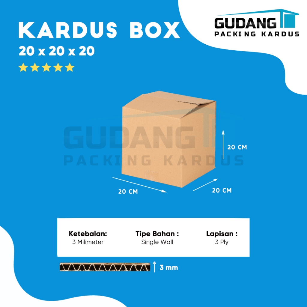 

Packing Kardus Karton Box Pindahan 20cm x 20cm x 20cm Box Polos