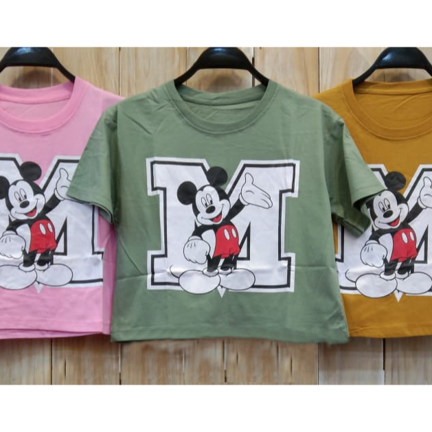 23668 KAOS CROP TEE PAKAIAN WANITA CROP TOP FIT L ATASAN CEWEK ABG REMAJA DEWASA ALA KOREA STYLE KOR