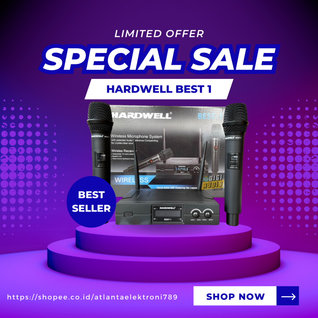 MIC WIRELESS HARDWELL BEST 1 / BEST1 / BEST-1 HANDHELD UHF FREQUENCY GARANSI RESMI HARDWELL