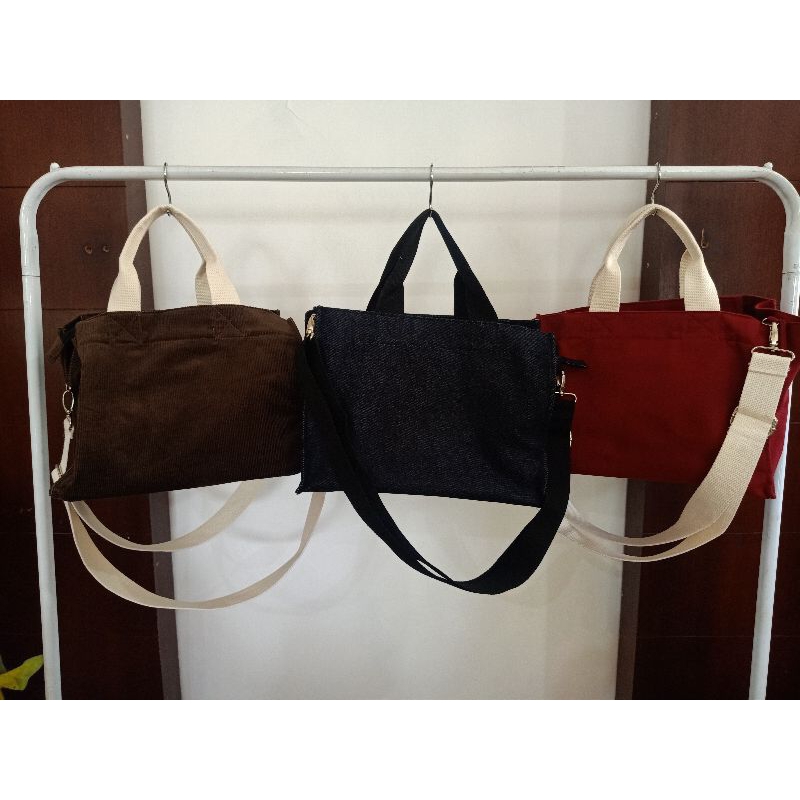 D & M - Tas wanita kanvas polos tebal