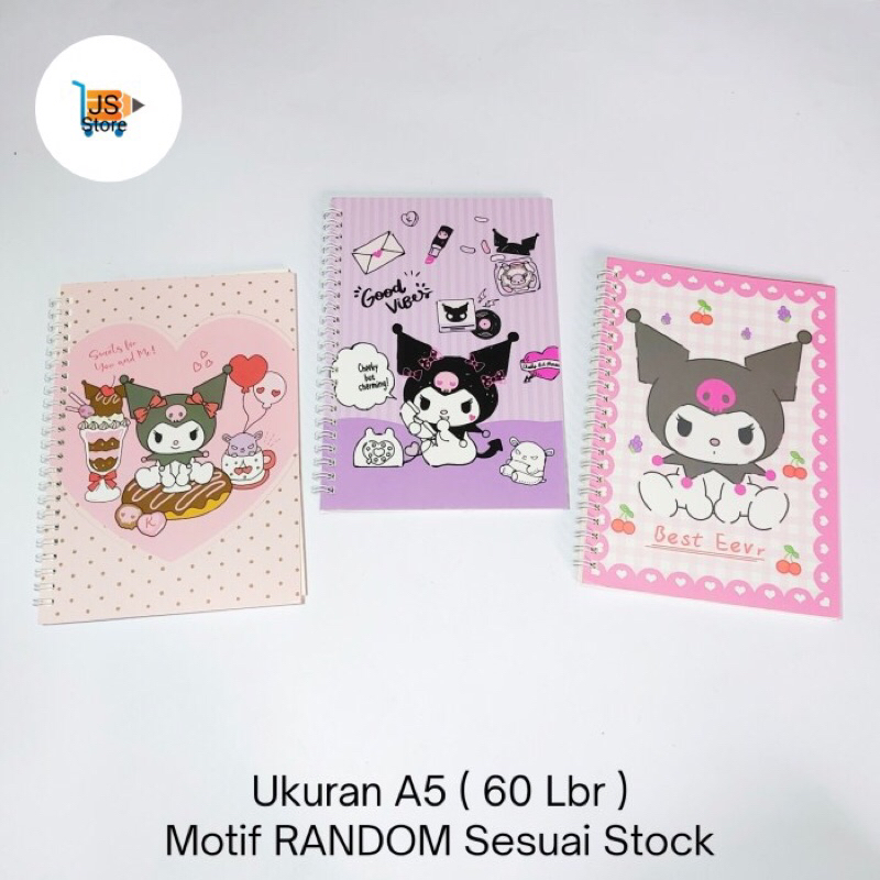 

Buku Notes Spiral Fancy Kuromi Karakter Anak Perempuan / Buku Catatan A5 Fancy Kuromi 60 Lembar