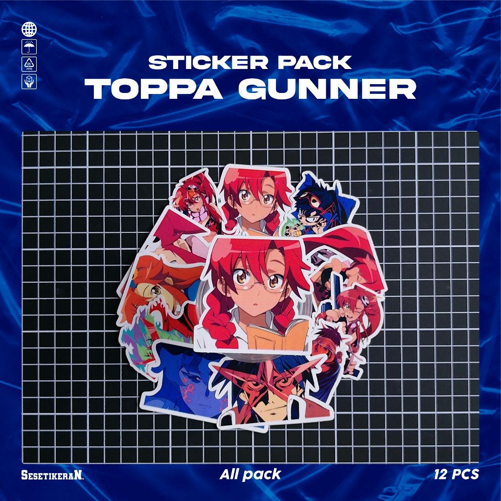 Sesetikeran Pack Anime Tengen Toppa Gurren Lagann Lucu Sticker Cute Keren Untuk Koper Laptop Skatebo