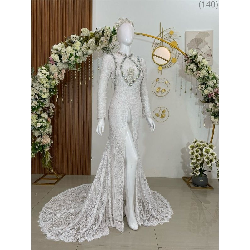 Kebaya pengantin modern Putih semi francis