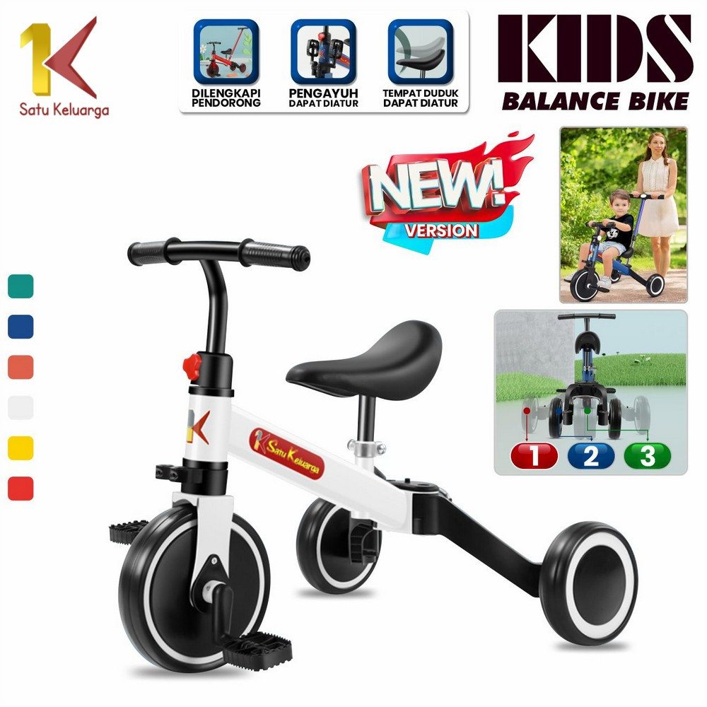 Satu Keluarga Sepeda Anak 3 Roda 2In1 M97 Sepeda Keseimbangan Anak Balance Bike Ride On Push Bike