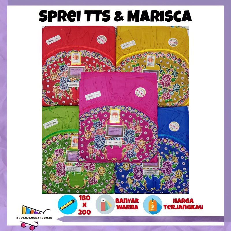 SPREI BATIK TTS & MARISCA 180 x 200 SARUNG BANTAL 2 SARUNG GULING 2 KING SIZE KATUN UKURAN NO 1 TING