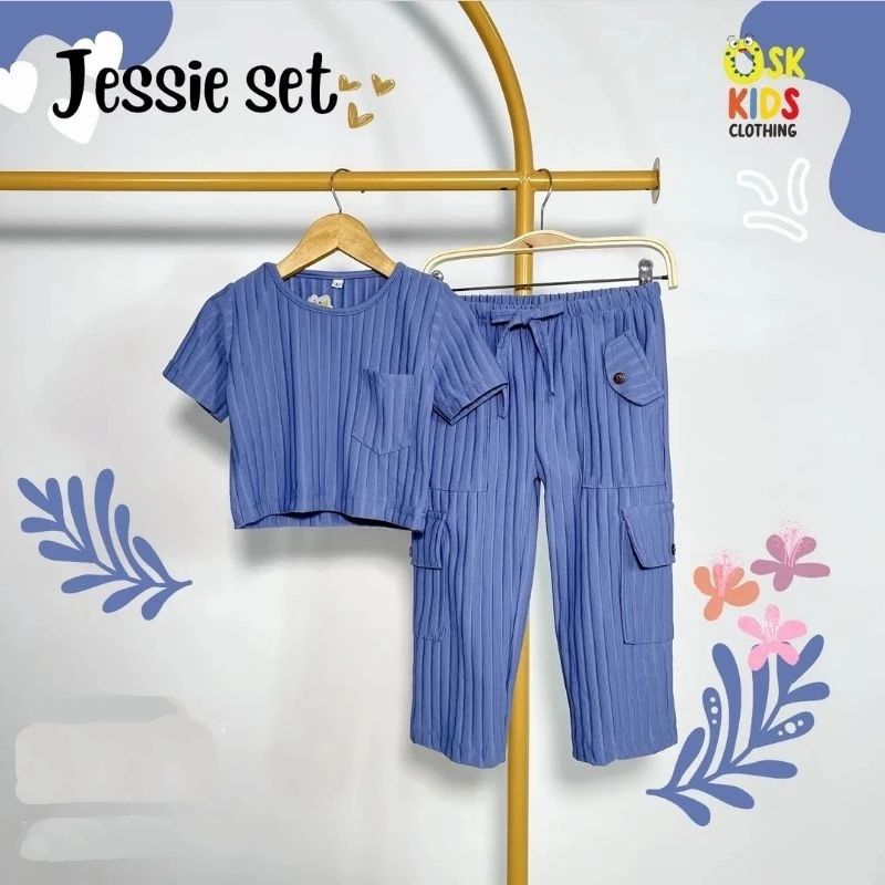 	 Stelan Knit Hornet Anak Perempuan/ One Set Crop Calana Cargo Anak Perempuan Terbaru 1-10 Tahun	
