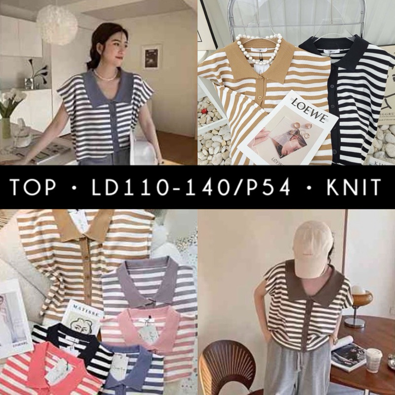 [READY] 100% BANGKOK THAILAND BRAND TOPPING BAJU ATASAN BLOUSE WANITA RAJUT KNIT KANCING KERAH LEHER
