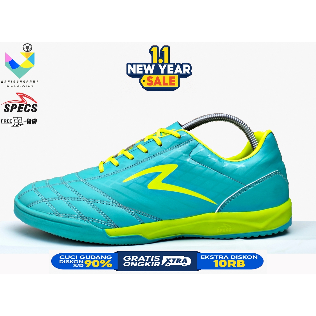 Discount SEPATU FUTSAL SPECS HIJAU TOSCA FREE KAOS KAKI DAN DECKER