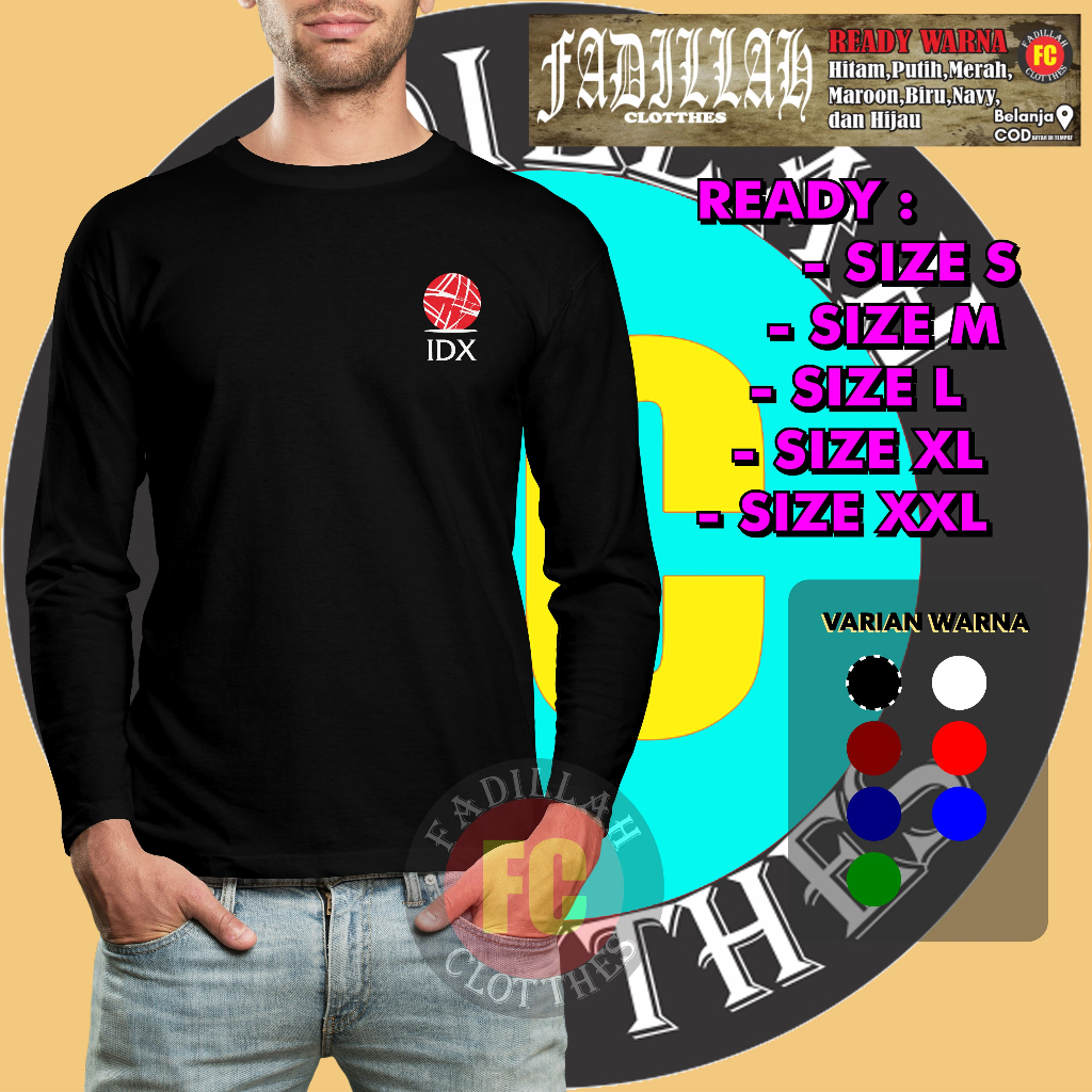 Kaos IDX Indonesia Stock Exchange Bursa Efek Indonesia Logo Lengan Panjang Baju Perusahaan