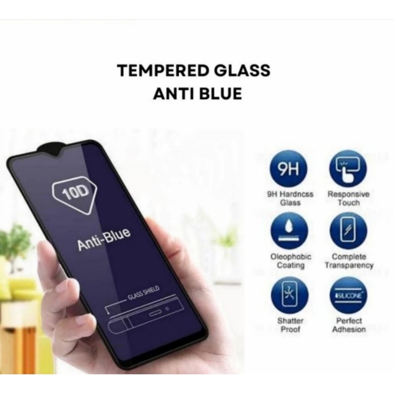 VIVO Temper Glass TG Kaca Anti Gores Anti Blue Anti Radiasi List Pinggir Hitam For T1 V9 V15 V17 V20