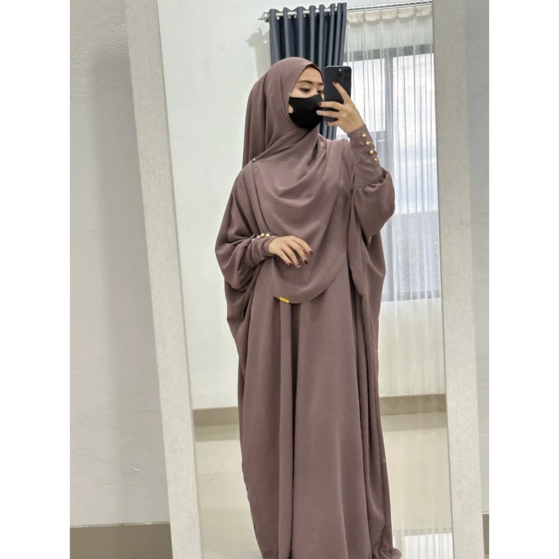 Baju Gamis Syari Wanita Terbaru Aisha Set Syar'i Abaya Kaftan Jumbo