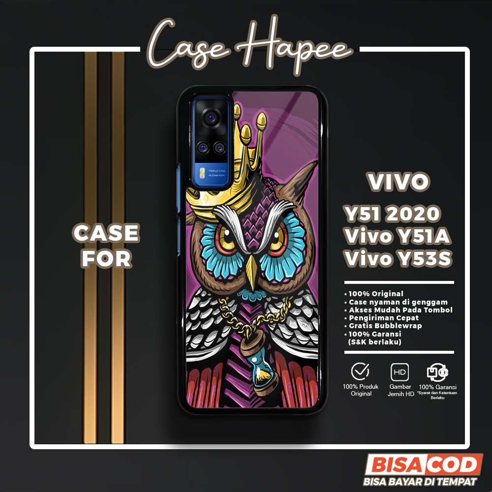 Case Vivo Y51 2020 Y51A Y53S Casing Vivo Y51 2020 Y51A Y53S [OWL] Casehapee Case Glossy Case Aesthet