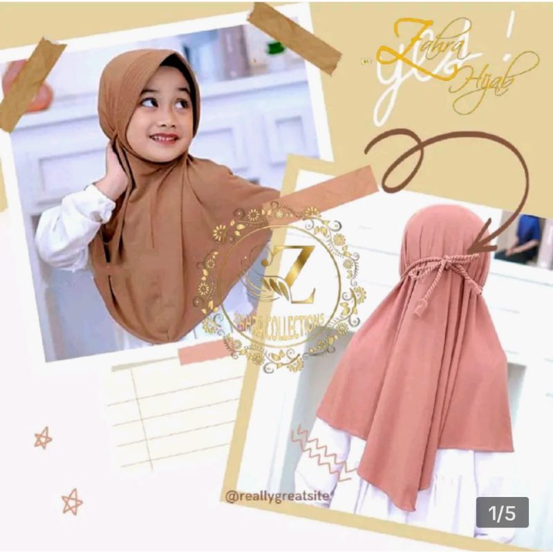 jilbab bergo anak kepang tali kepang Humaira kekinian/kerudung anak basic hijab anak Humaira/