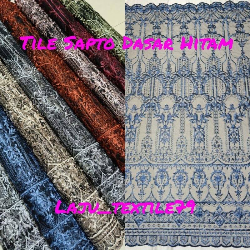 Kain Tile Sapto Dasar Hitam/Tile Sapto Etnik/Bahan Kebaya