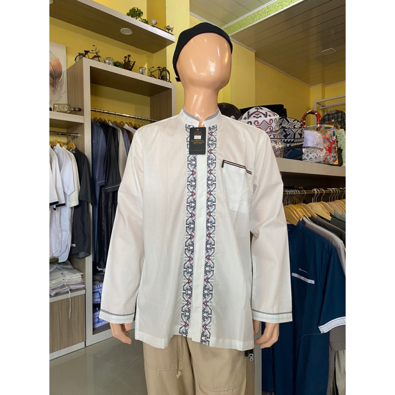 SYFA RAHMAN KOKO PUTIH BRAND SYFA RAHMAN BORDIR MUSLIM WEAR LENGAN PANJANG / BAJU MUSLIM PRIA ORIGIN