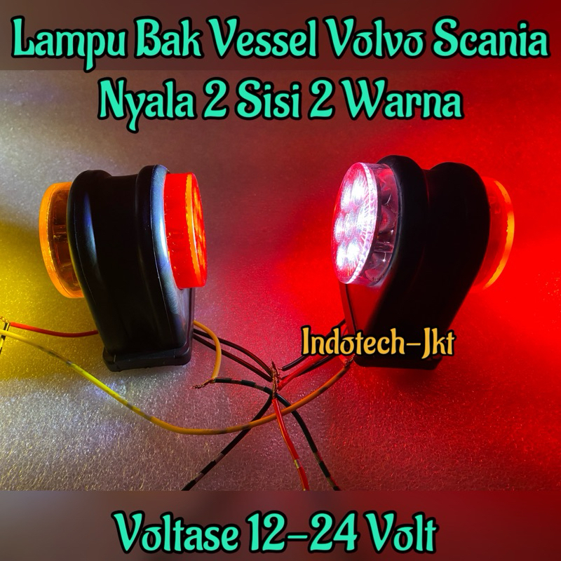 Lampu LED Truk VISEL 7 LED 2 Sisi Warna Merah Kuning Kombinasi 1224V untuk Truk VOLVO dan SCANIA