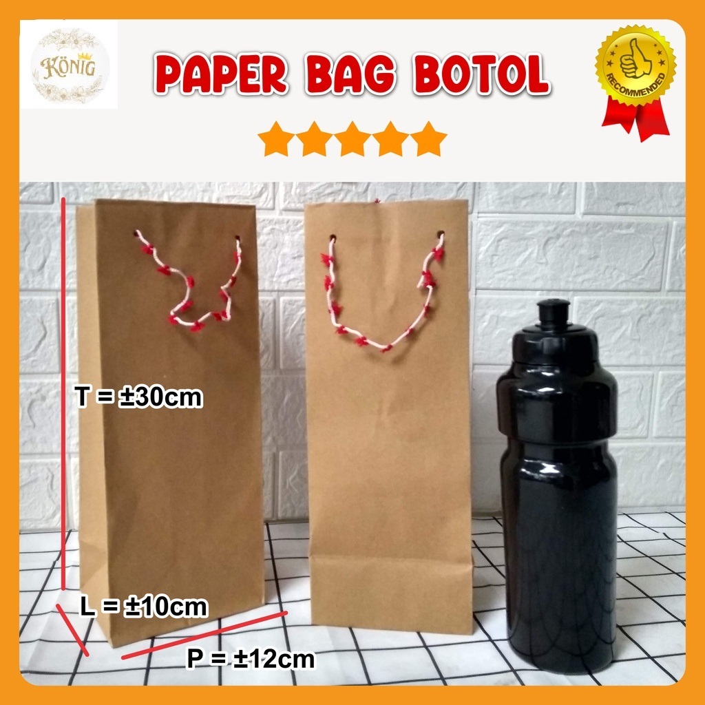 

paper Bag Polos Coklat Bingkisan Botol uk. 10cm x 12cm x 30 cm