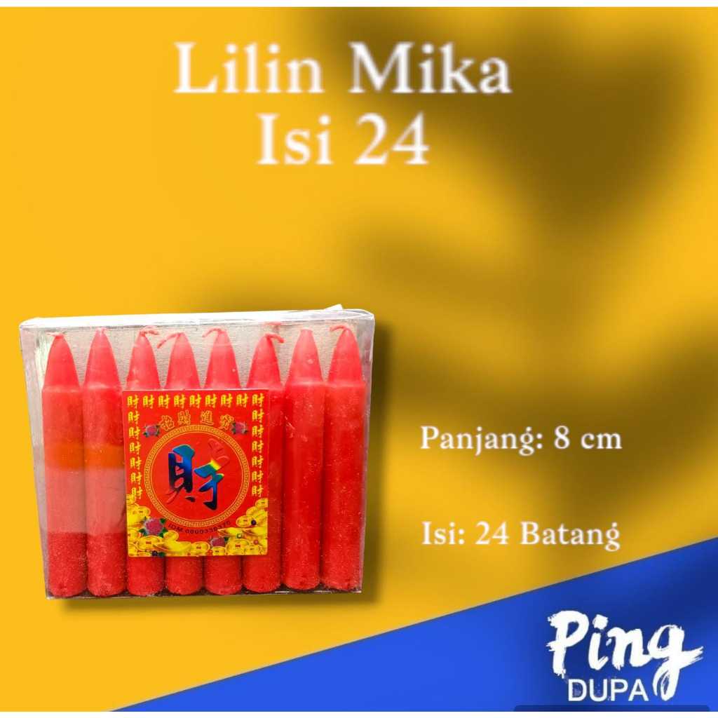 Lilin Merah Mika Isi 24 Batang Tinggi 10 Cm