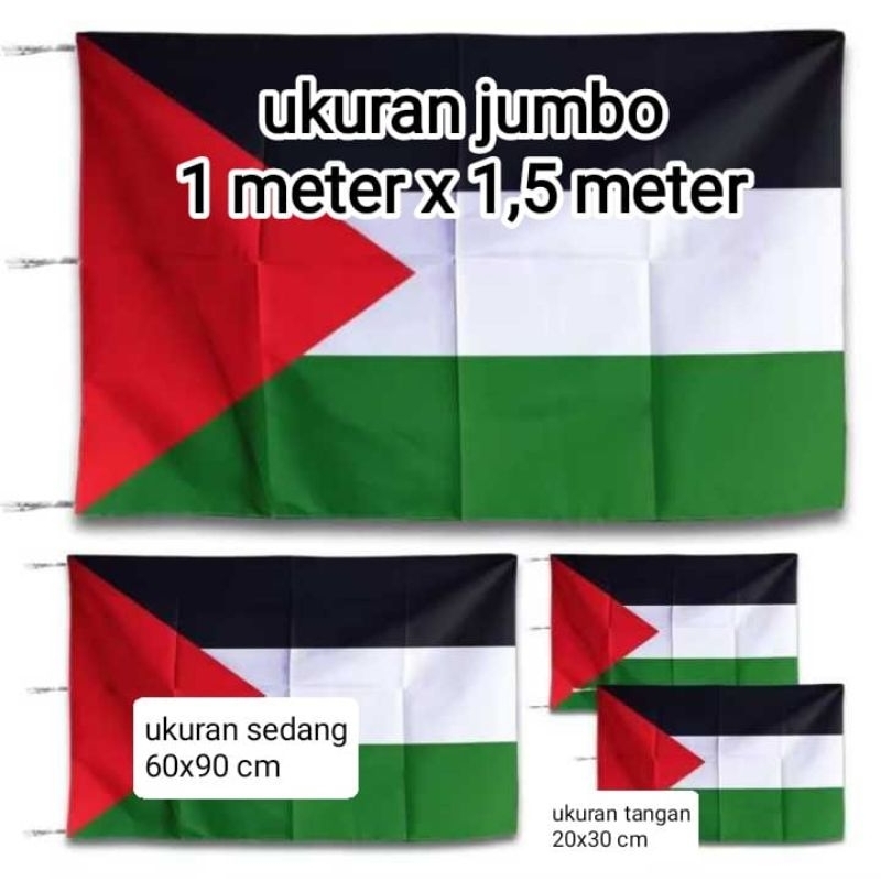 Bendera PALESTINA dan MERAH PUTIH  ukuran lengkap jumbo sedang kecil