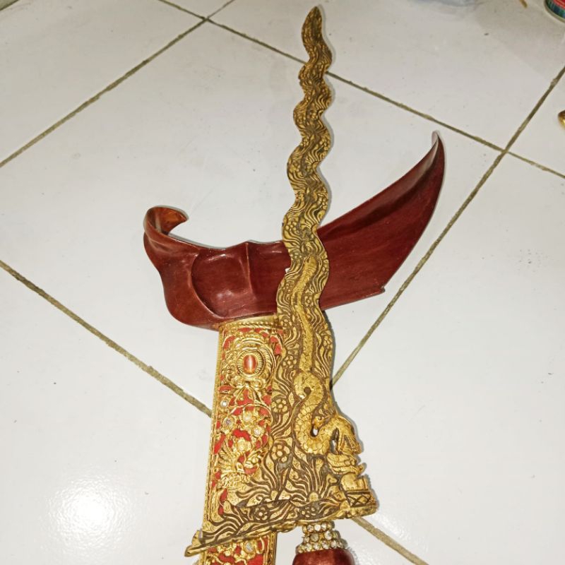 Keris Nogo mongso Singo Kinatah Sepuh Emas Kamarogan Luk 13 Gagah Wingit