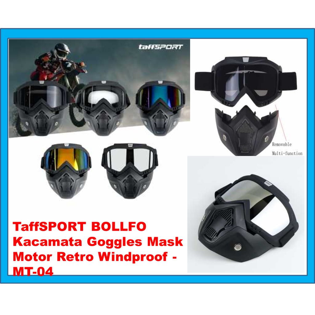 Kacamata Goggles Mask Motor Retro Anti Glare Windproof/HELM BOGO DEWASA GOGLE MASK RETRO-TaffSPORT B