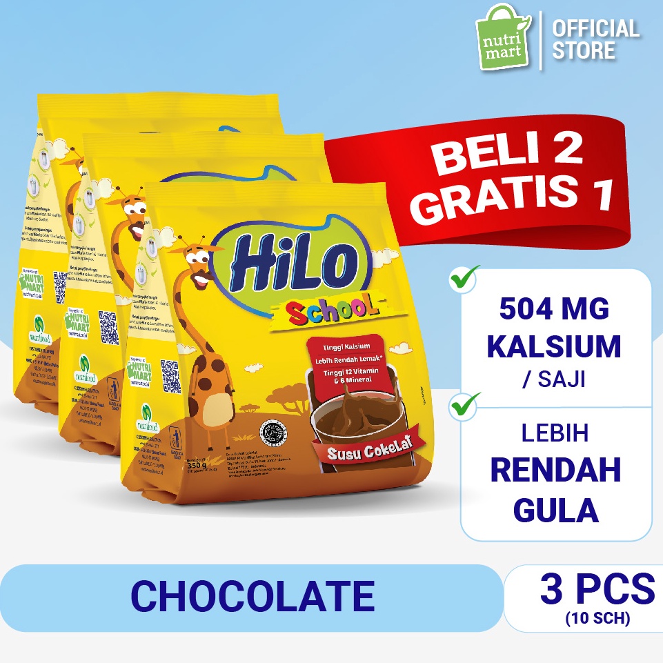 MODEL FQM767 Triple Pack  HiLo School Gusset Coklat 1 Sachet  Susu Tinggi Kalsium Lebih Rendah Lemak