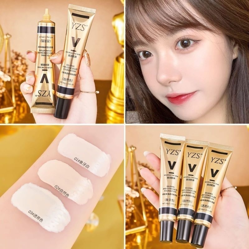 YZS Foundation Gilding And Concealer Liquid Foundation Moisturizing Waterproof BB Cream Lightening H
