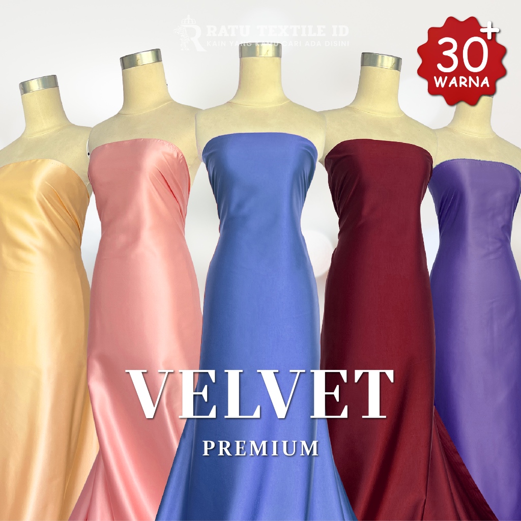Kain Satin Velvet Saten Velvet Polos Bridesmaid Meteran Premium (Daleman Kebaya/Dress/Furing)