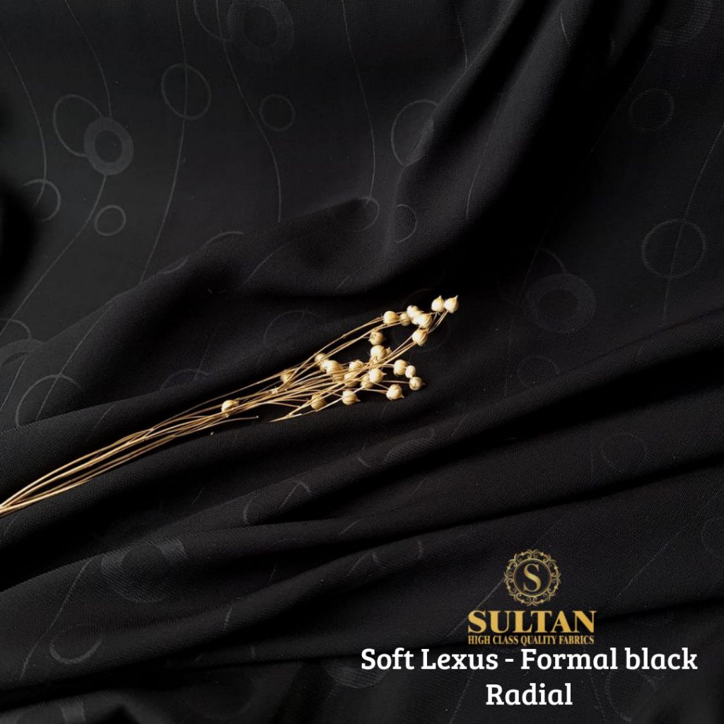 50CM EMBOS RADIAL KAIN SOFT LEXINA FORMAL BLACK/ HITAM PEKAT KAIN ABAYA SULTAN (BAHAN FORMAL JETBLAC