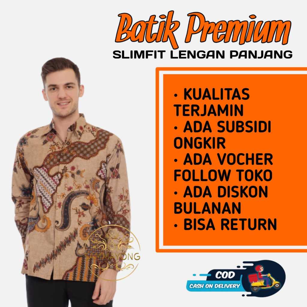 Cakra Kemeja Batik Pria Premium Slimfit Modern Lengan Panjang