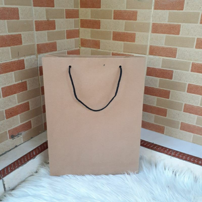 PAPER BAG COKLAT BESAR 30x10x40 cm | PAPER BAG BUCKET BUNGA | KADO | JAKET