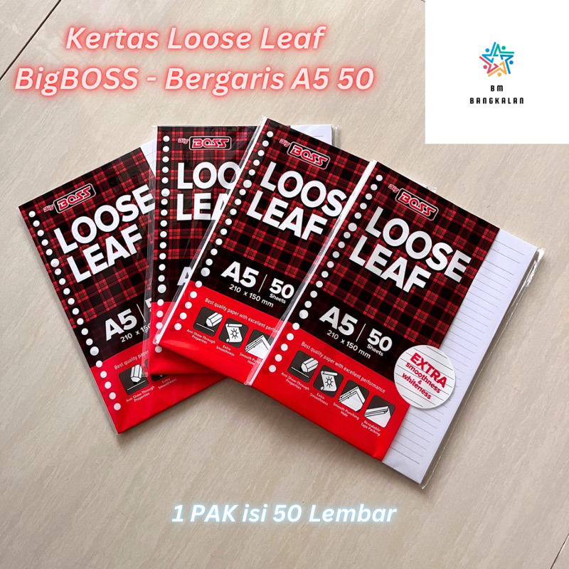 

Kertas Loose Leaf BigBOSS A5 50 Bergaris isi 50 Lembar